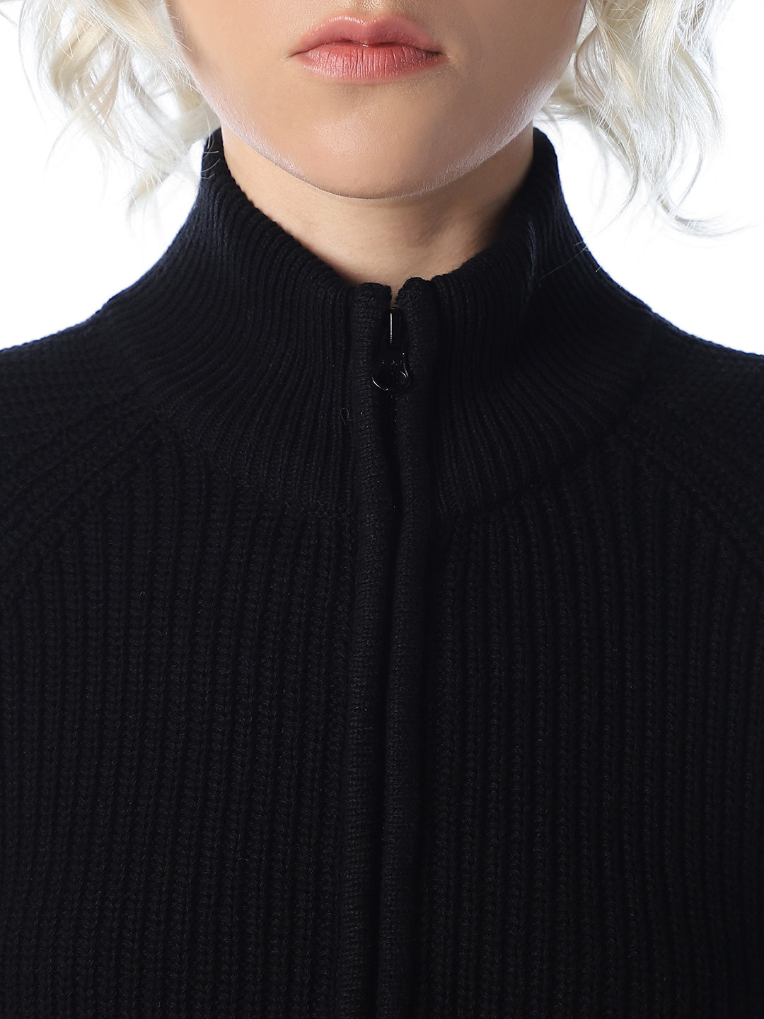 Black High Neck Cardigan