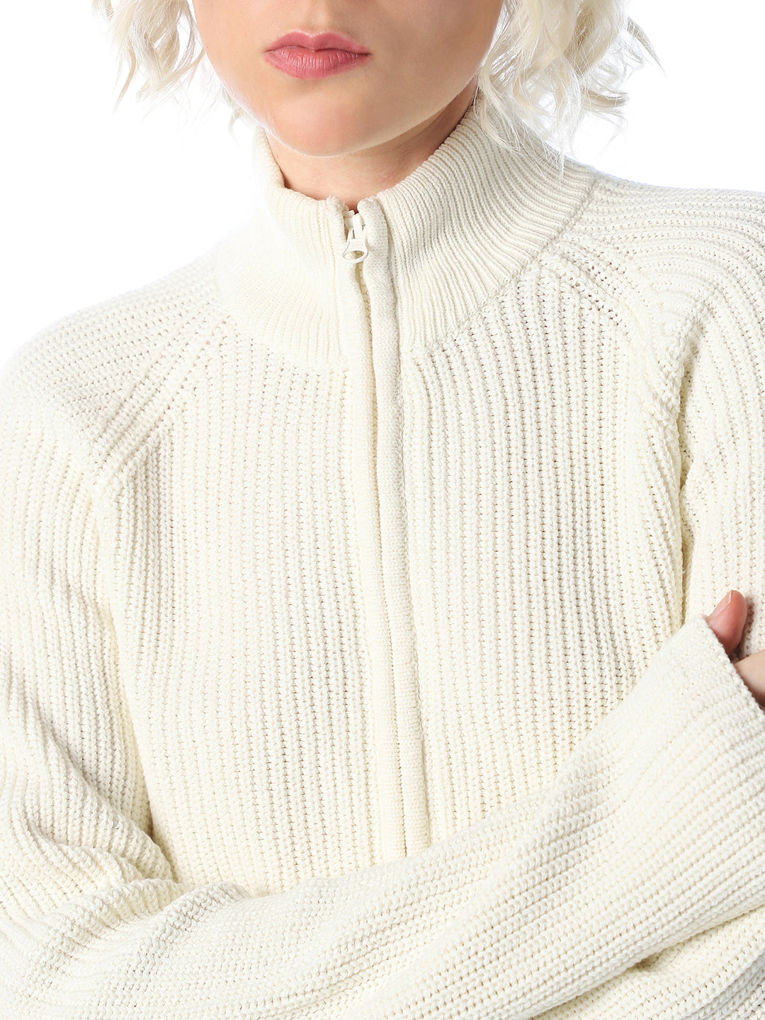 White High Neck Cardigan