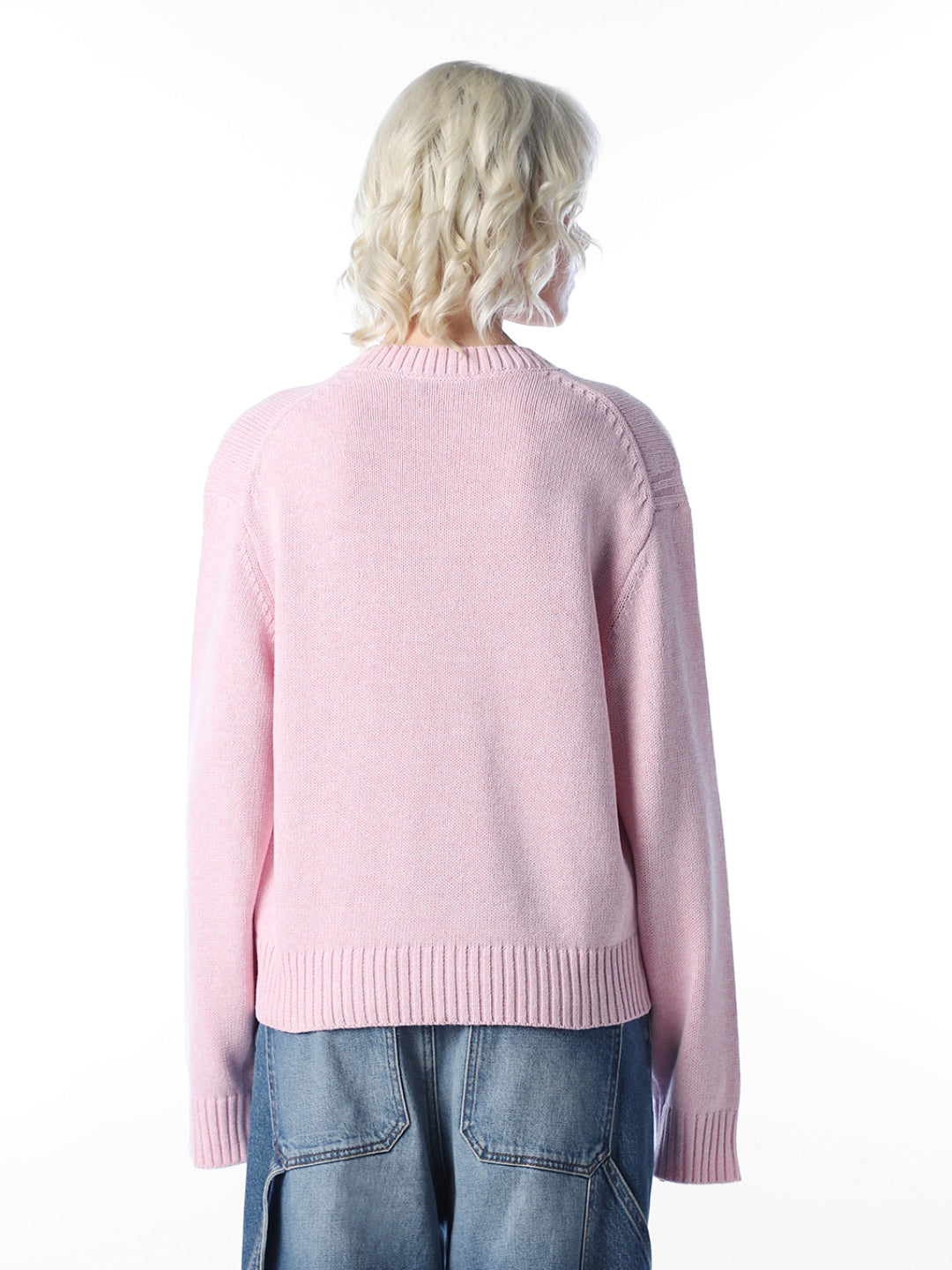 Pink O-Neck Oversized Pullover