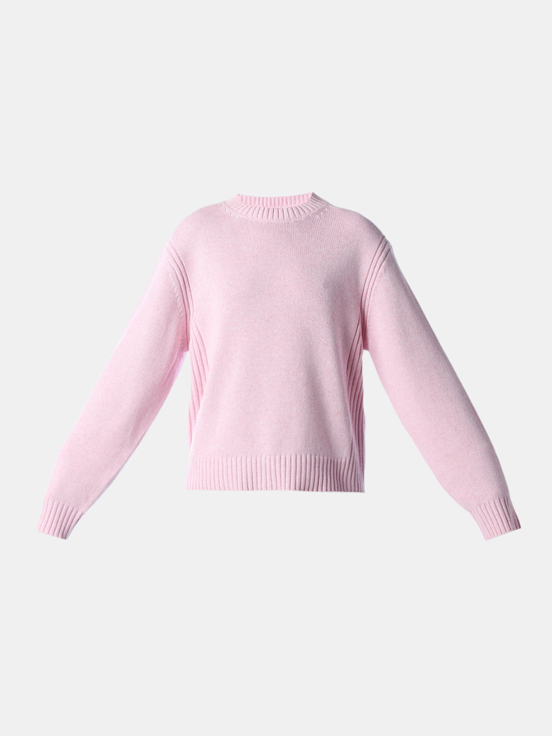 Pink O-Neck Oversized Pullover