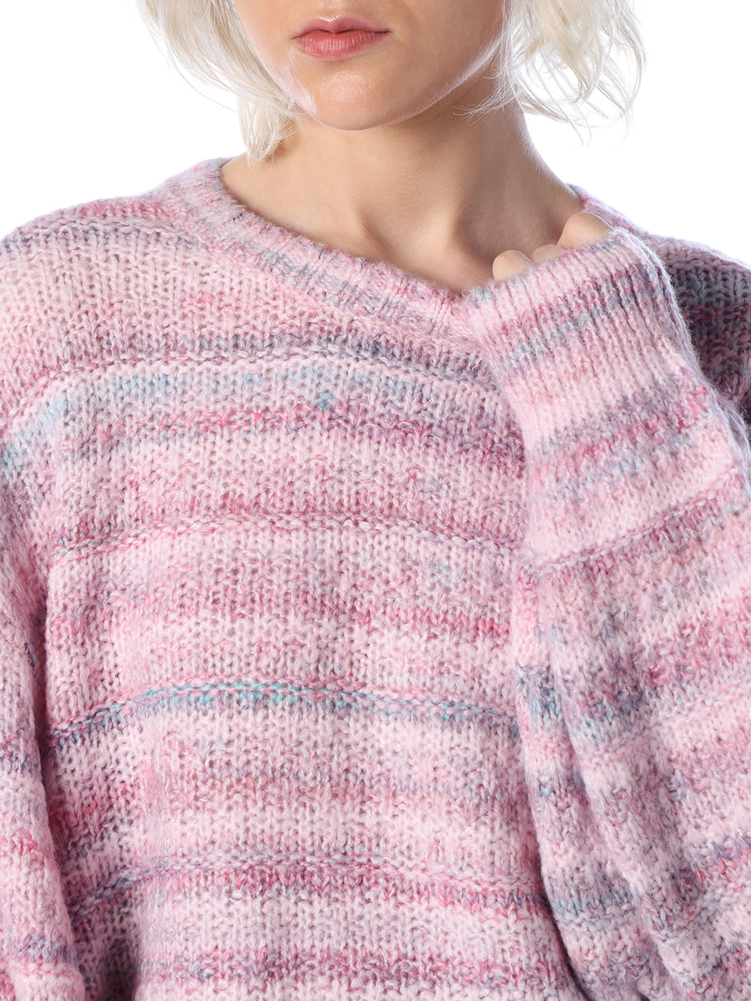 Pink Striped O-Neck Sweater