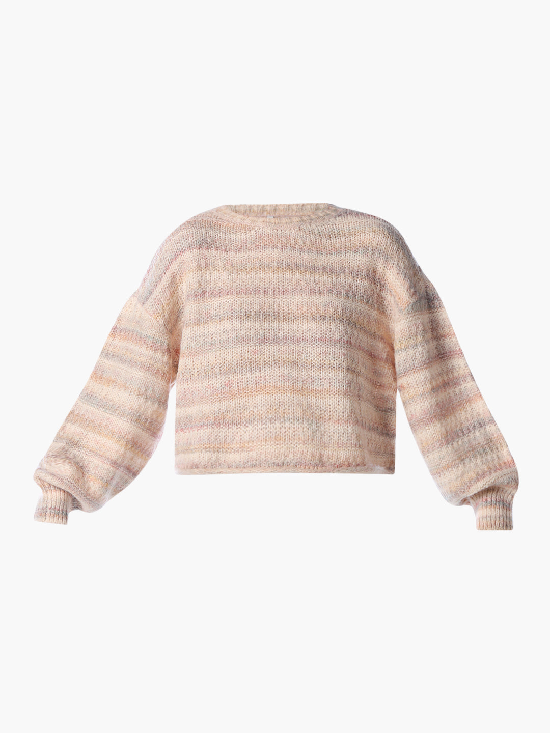 Beige Striped o-Neck Sweater