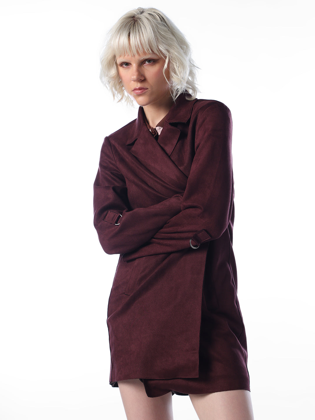 Coffee Brown Faux Suede Coat