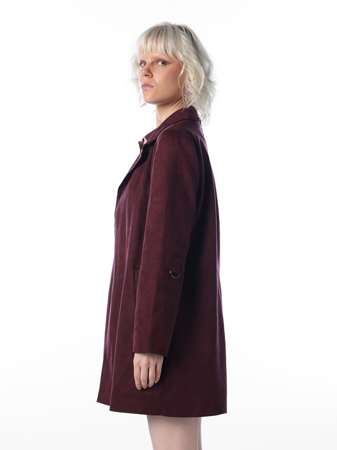 Coffee Brown Faux Suede Coat