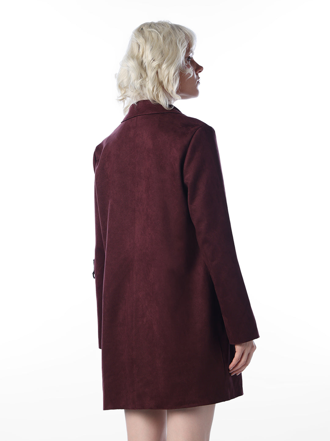 Coffee Brown Faux Suede Coat
