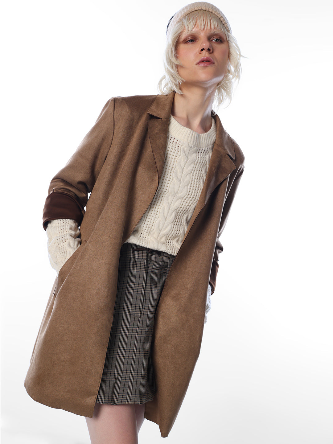 Brown Faux Suede Coat