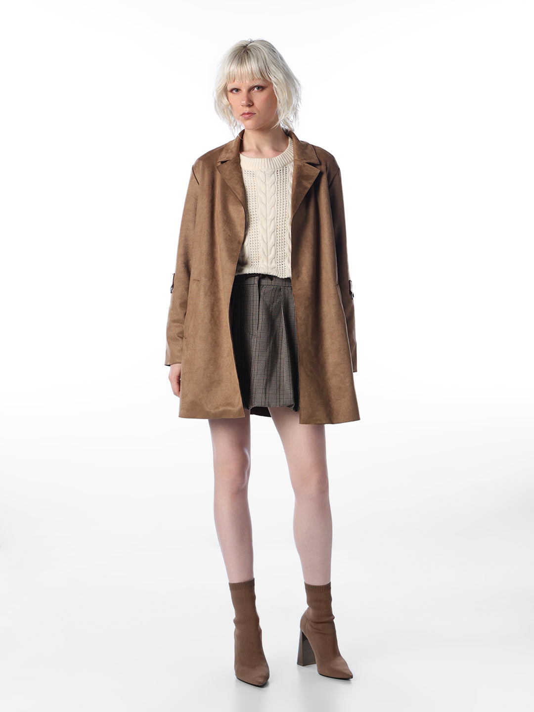 Brown Faux Suede Coat