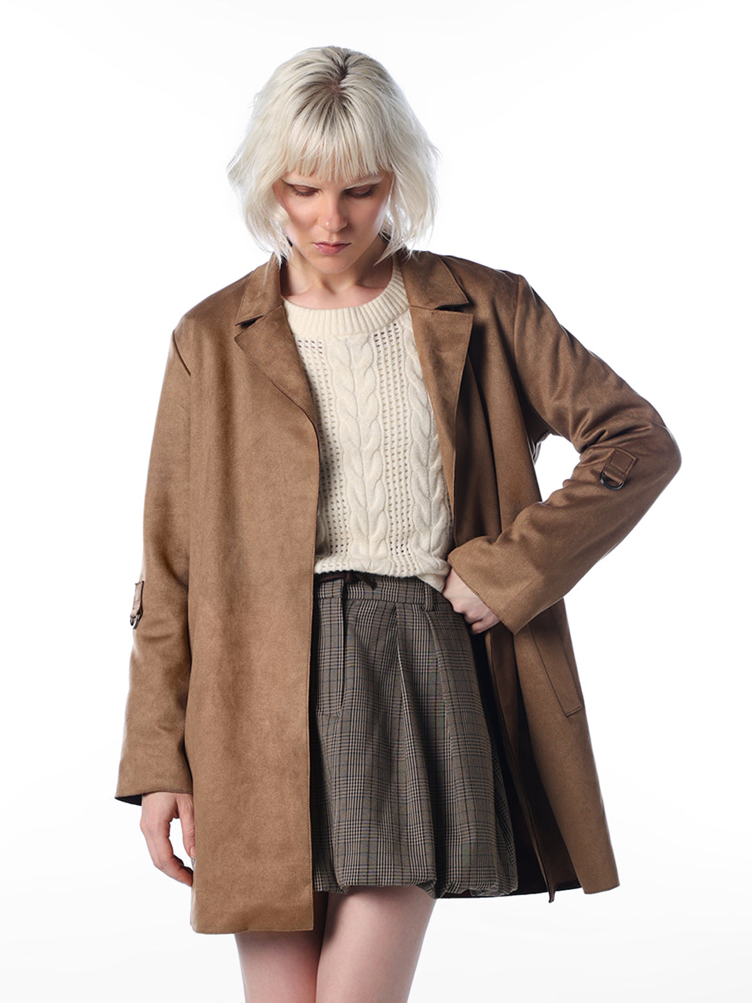 Brown Faux Suede Coat