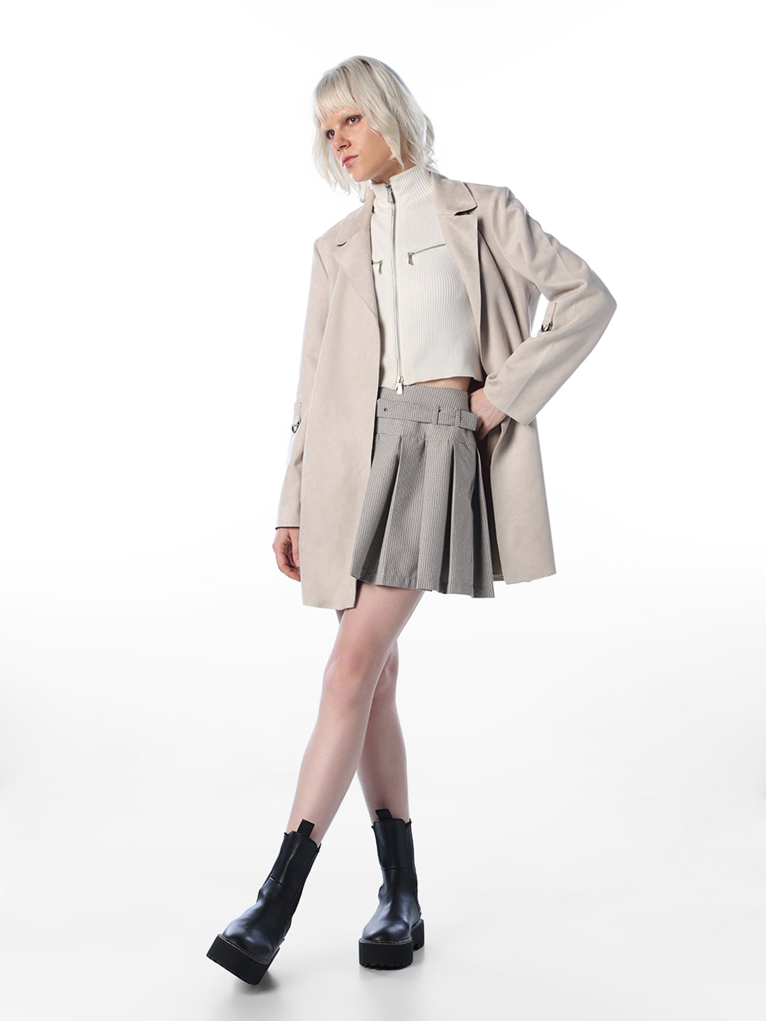 Beige Faux Suede Coat