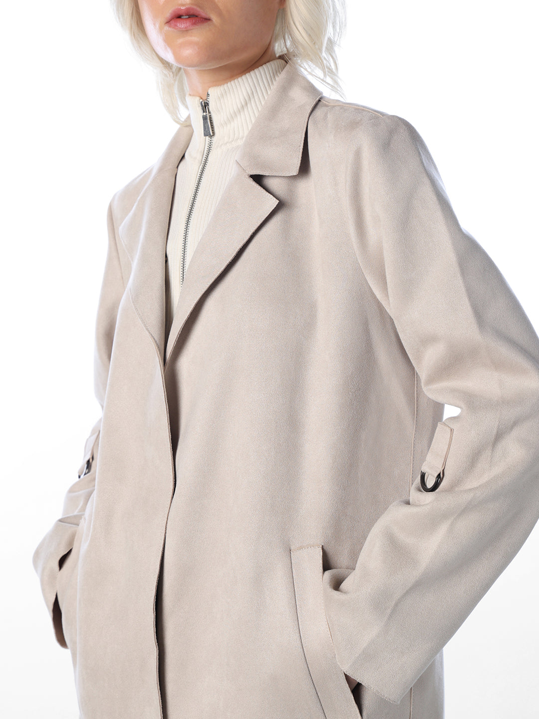 Beige Faux Suede Coat