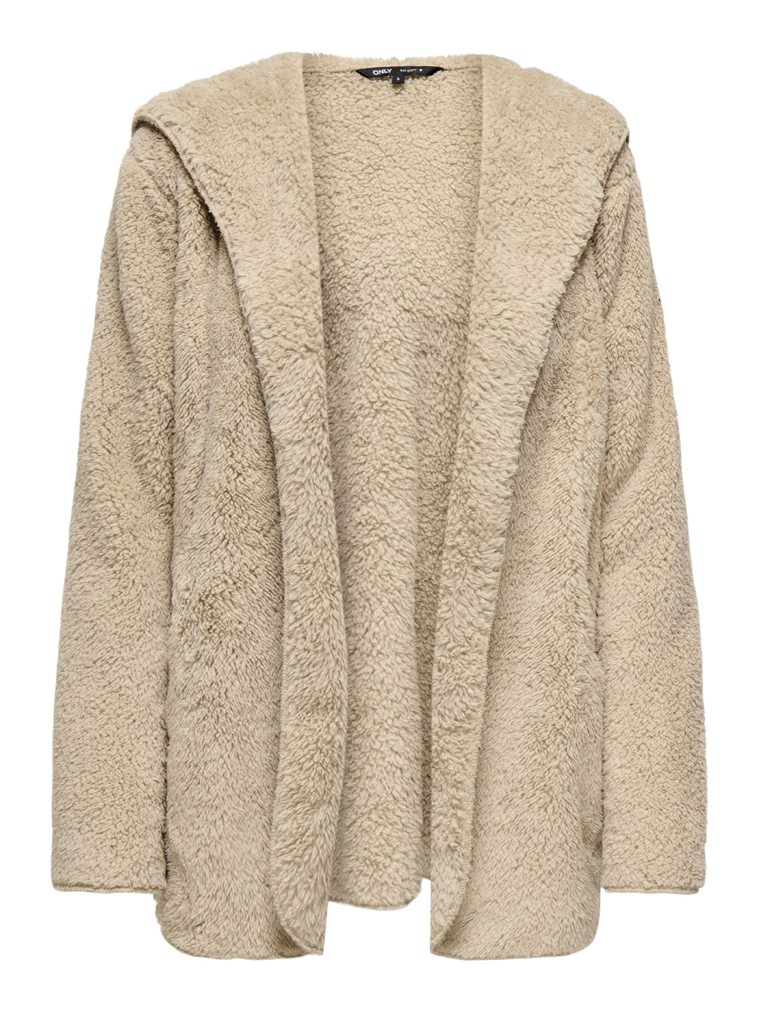 Beige Hooded Sherpa Coat