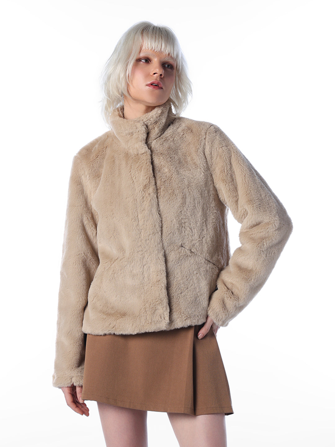 Beige Fuax Fur Jacket