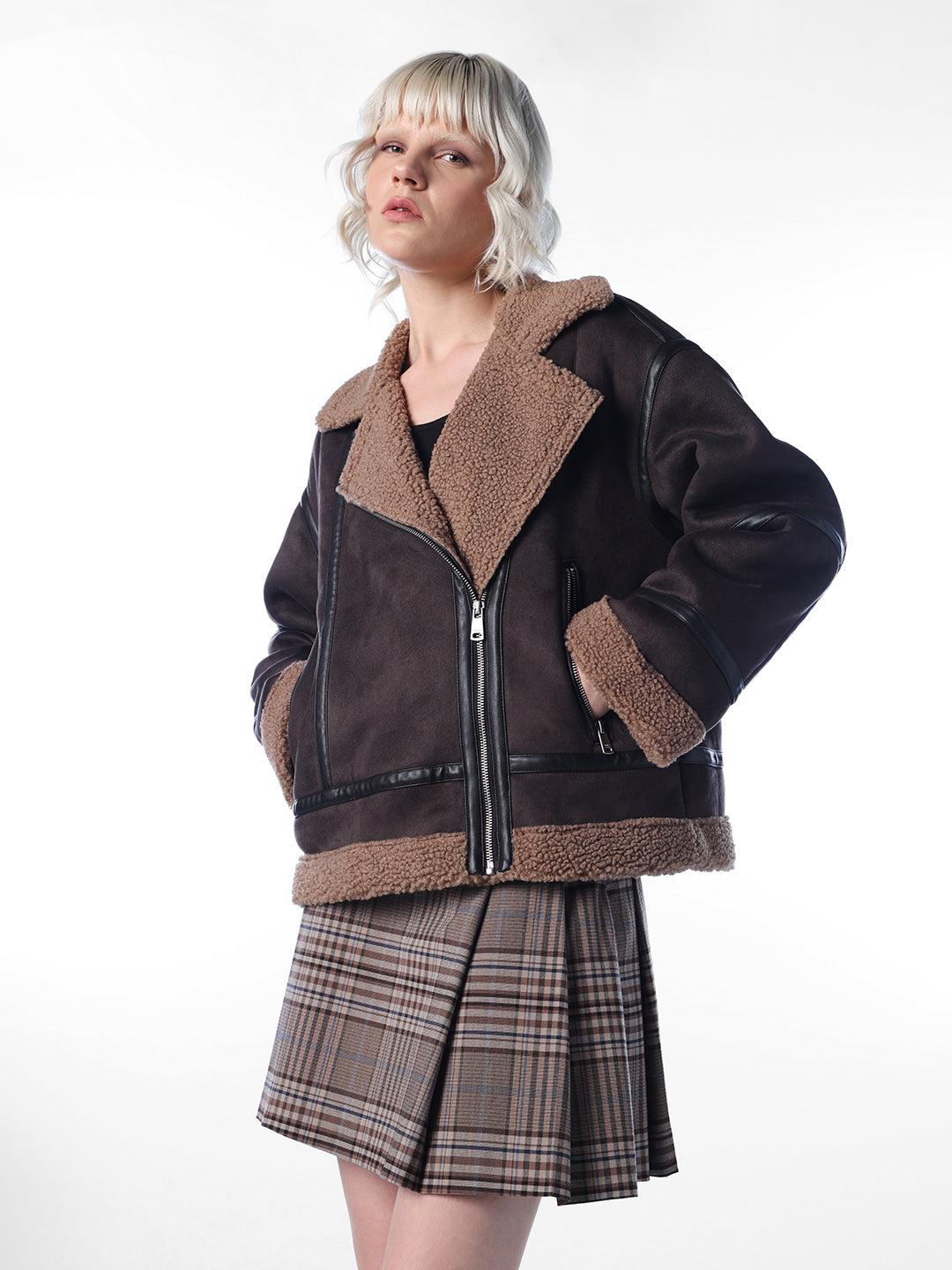 Faux Shearling Aviator Jacket