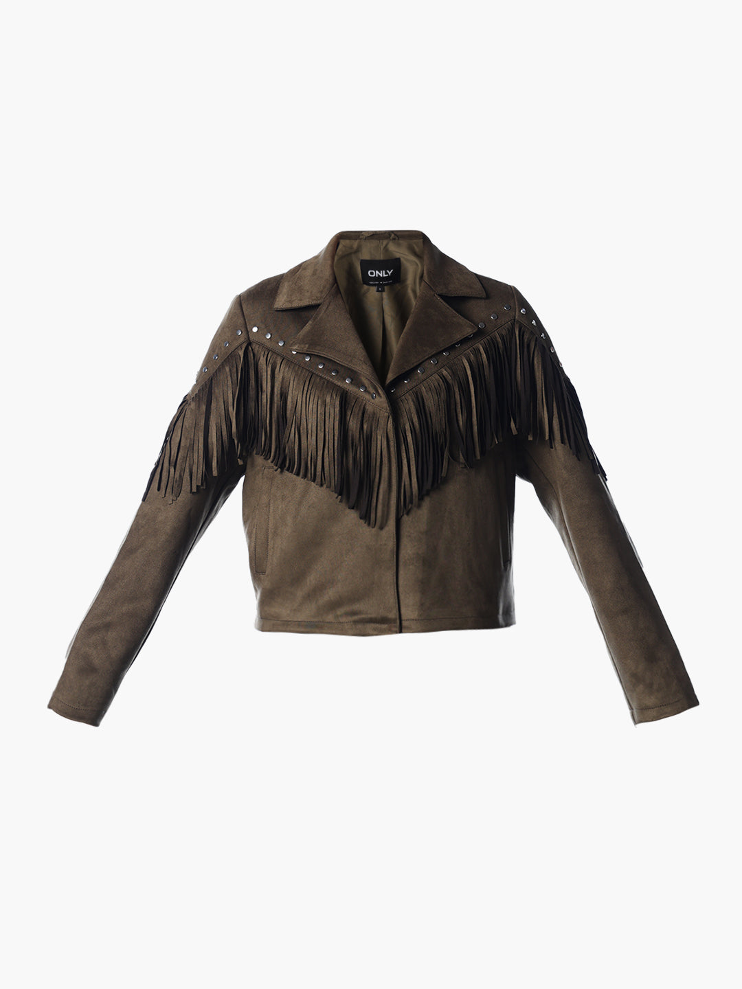 Olive Fringe Faux Suede Jacket