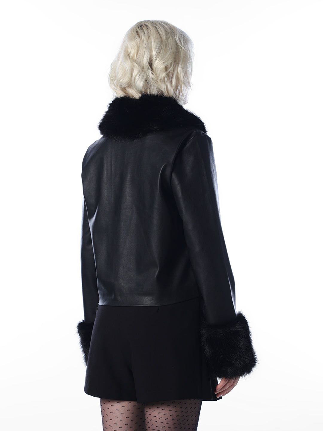 Black Faux Leather Fur Jacket