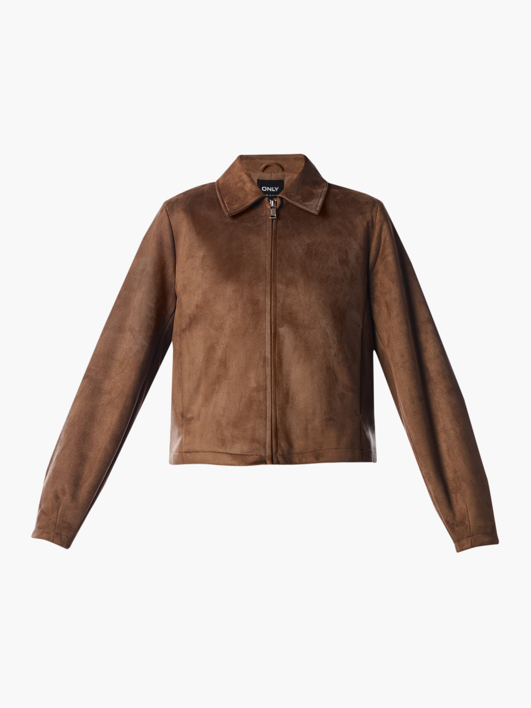 Brown Faux Suede Zip Jacket