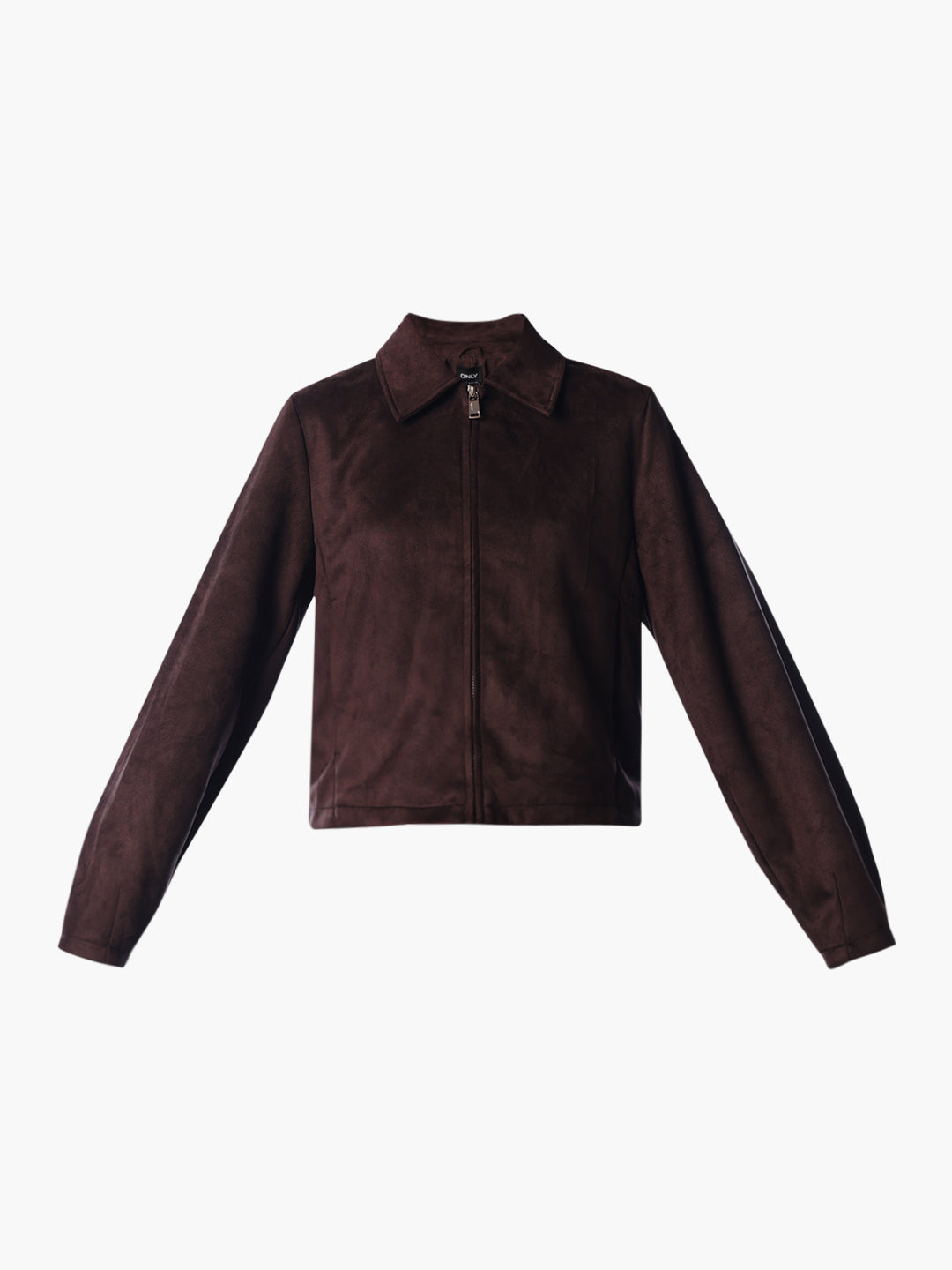 Coffee Brown Faux Suede Zip Jacket