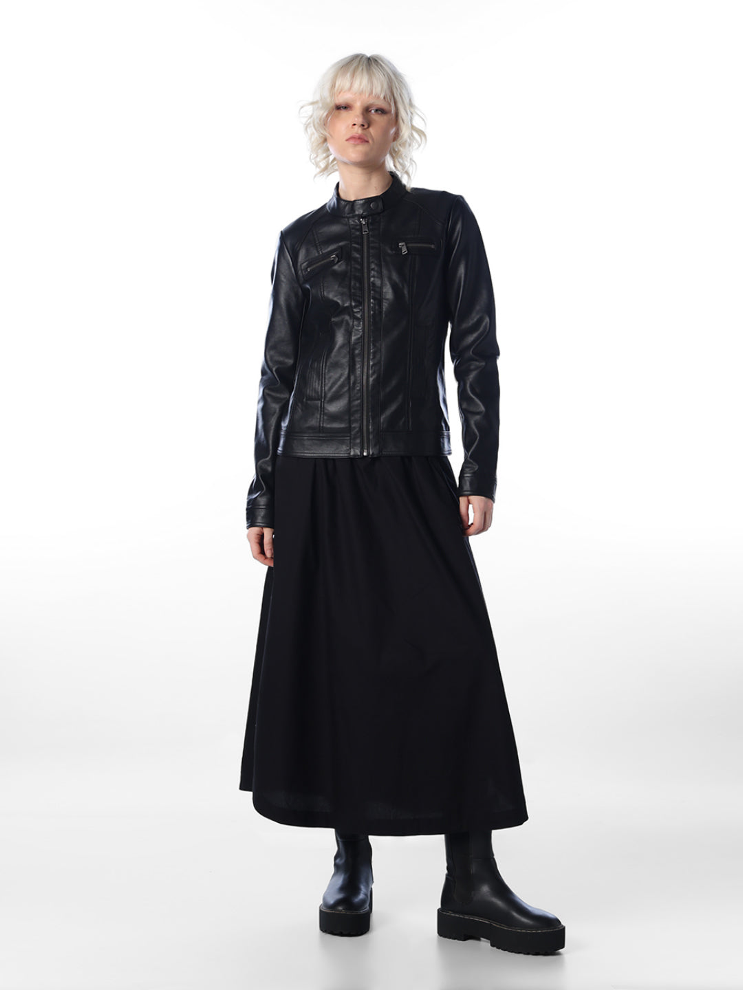 Black Faux Leather Biker Jacket