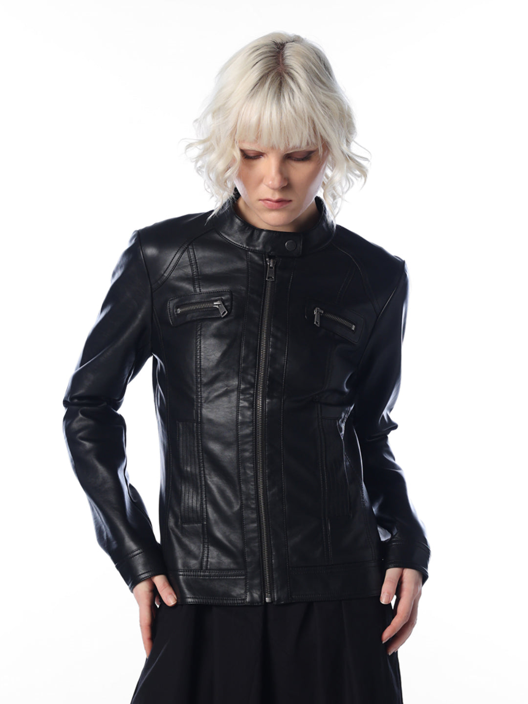 Black Faux Leather Biker Jacket