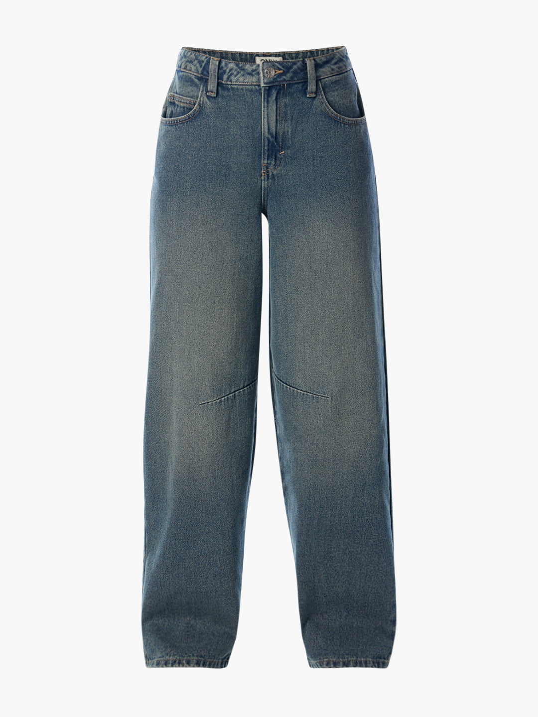 Blue High Rise Barrel Fit Jeans