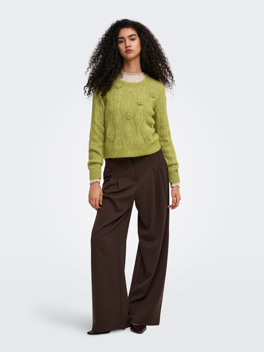 Floral Cable Knit Pullover