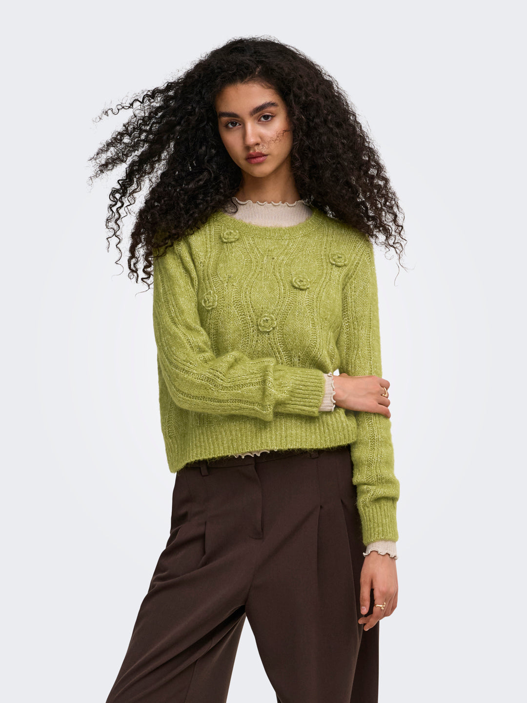 Floral Cable Knit Pullover