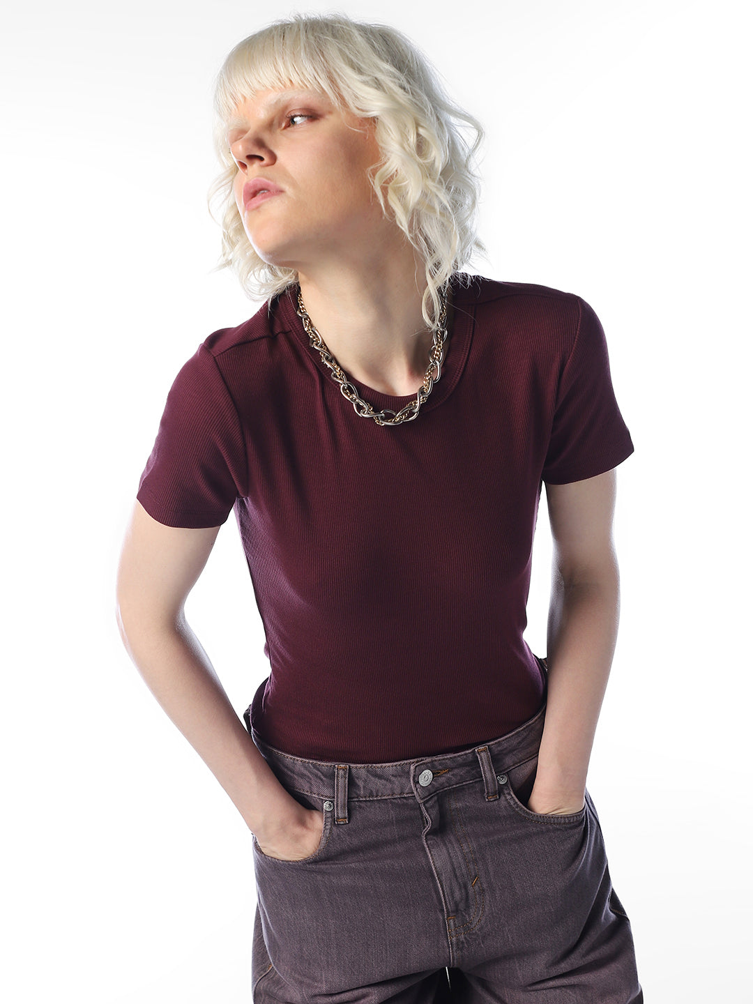 Maroon O-Neck Top