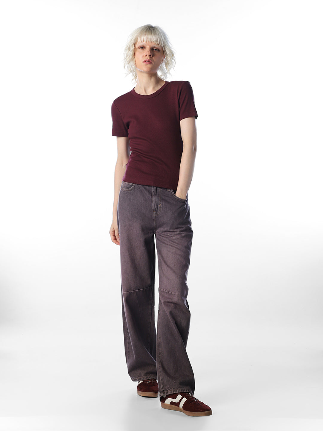 Maroon O-Neck Top