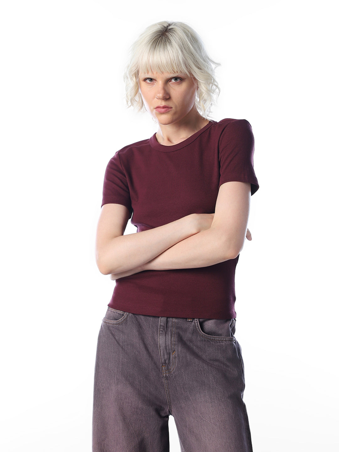 Maroon O-Neck Top