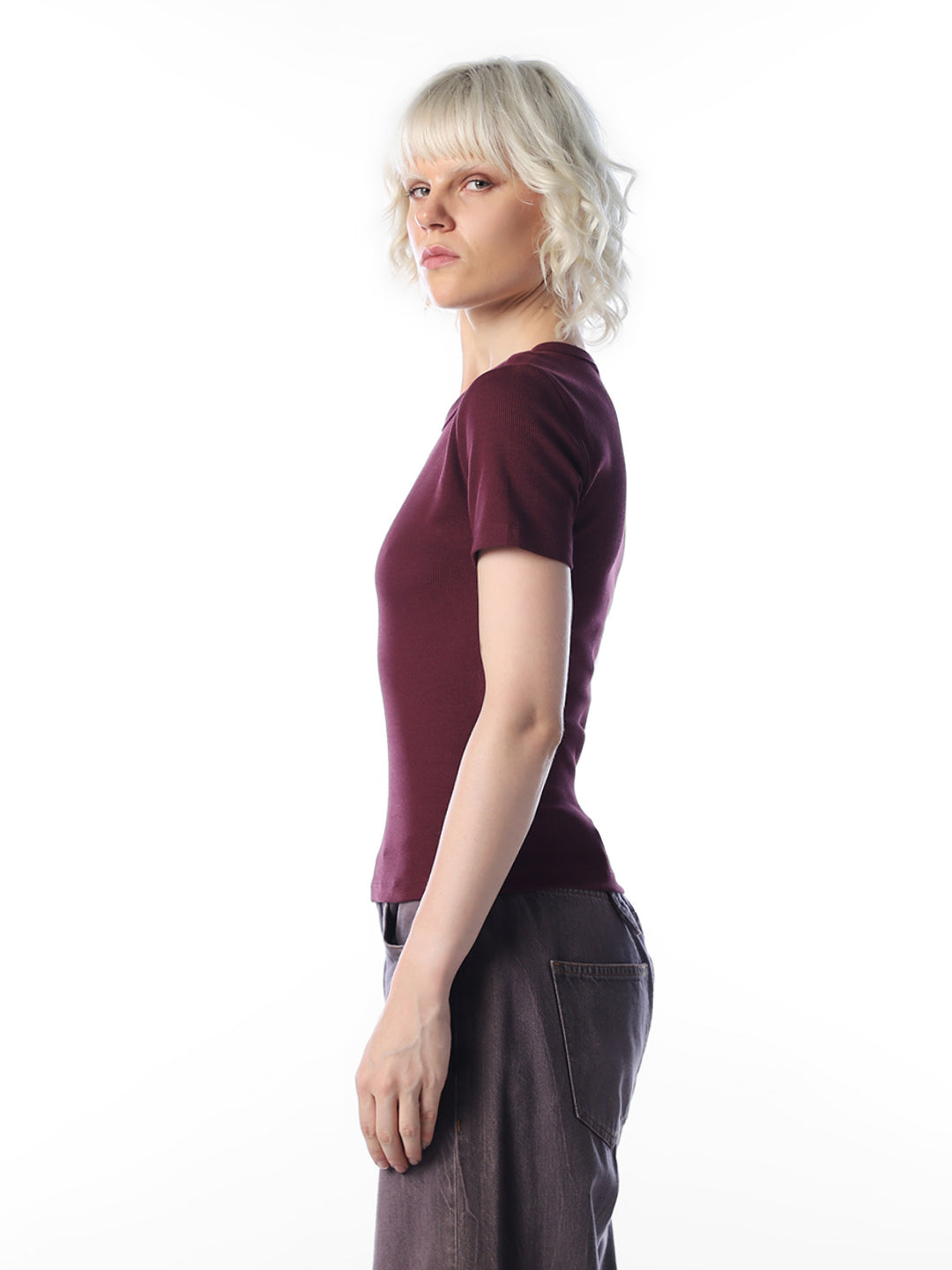 Maroon O-Neck Top
