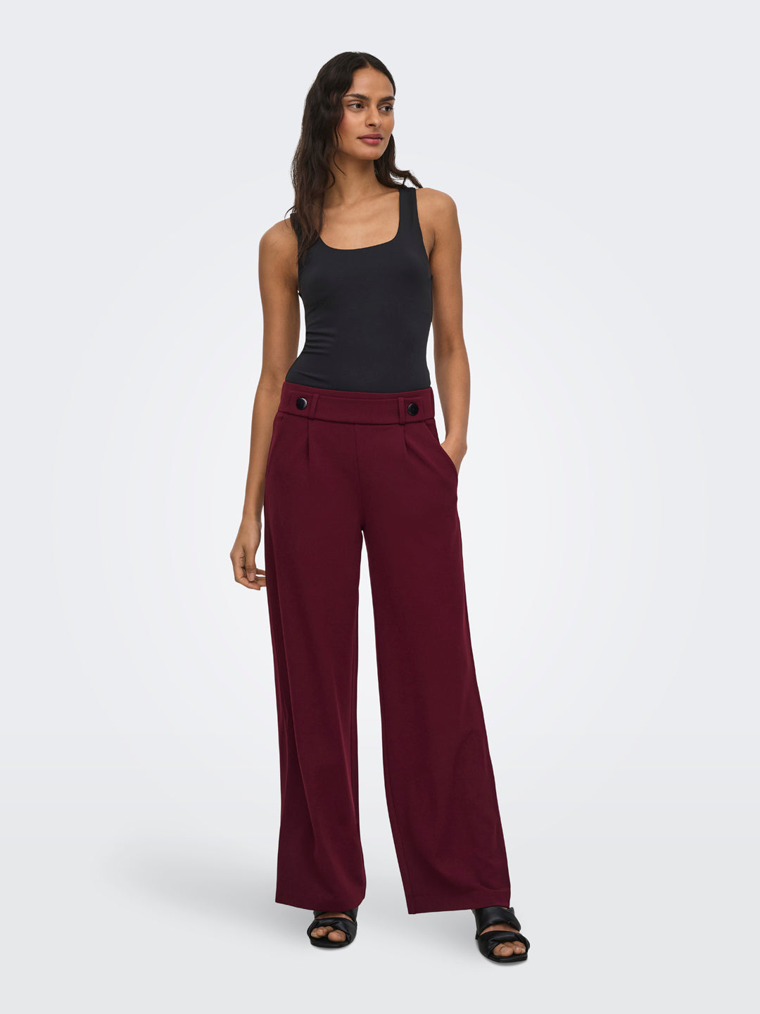 Maroon High Rise Regular Fit Pants