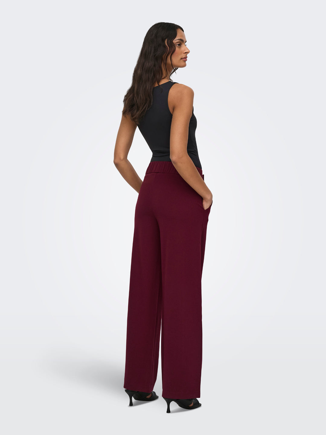 Maroon High Rise Regular Fit Pants