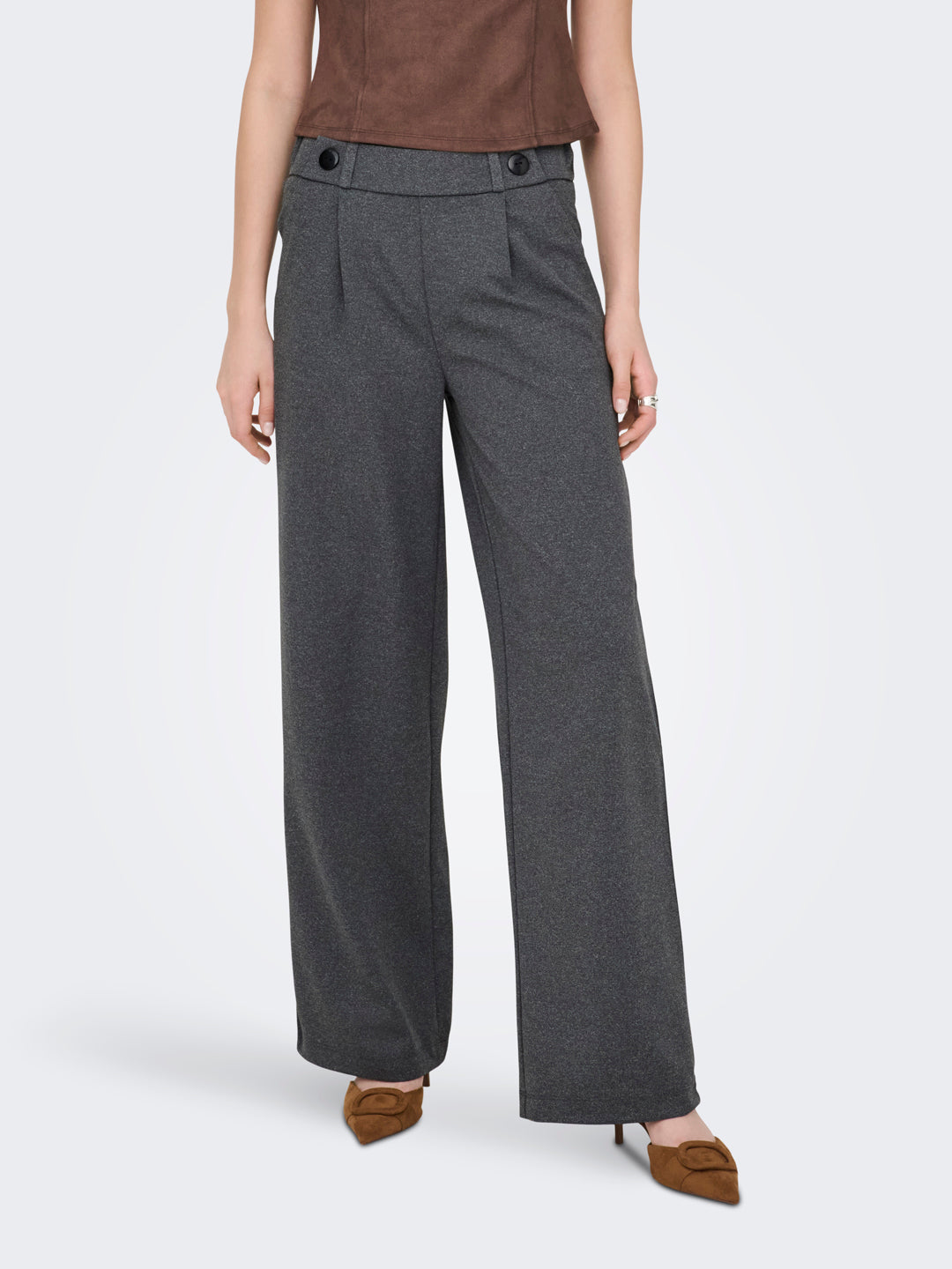 Grey High Rise Regular Fit Pants