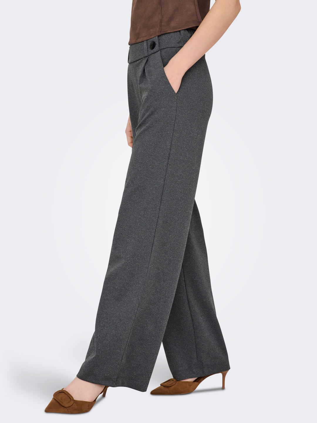 Grey High Rise Regular Fit Pants