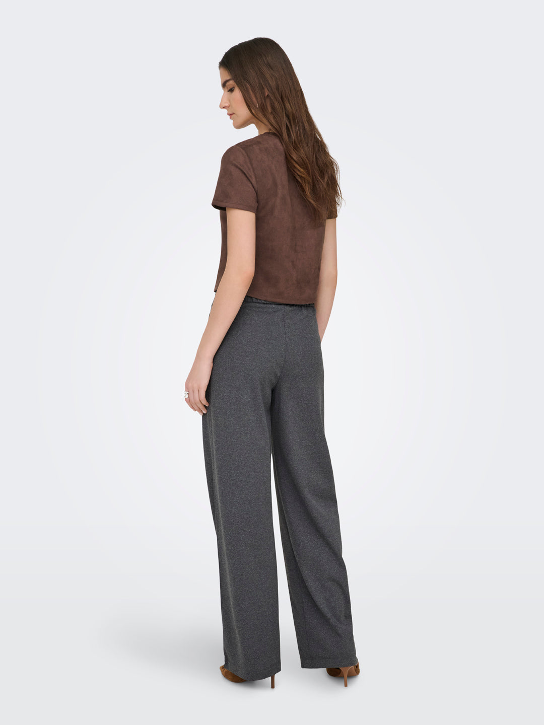 Grey High Rise Regular Fit Pants