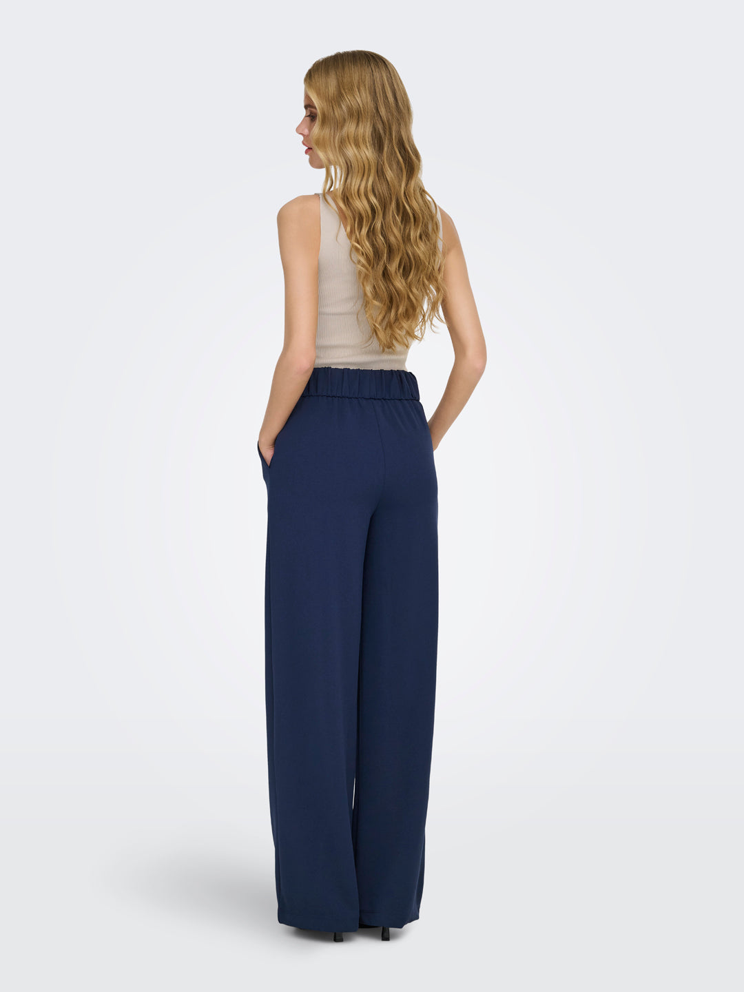 Navy High Rise Regular Fit Pants