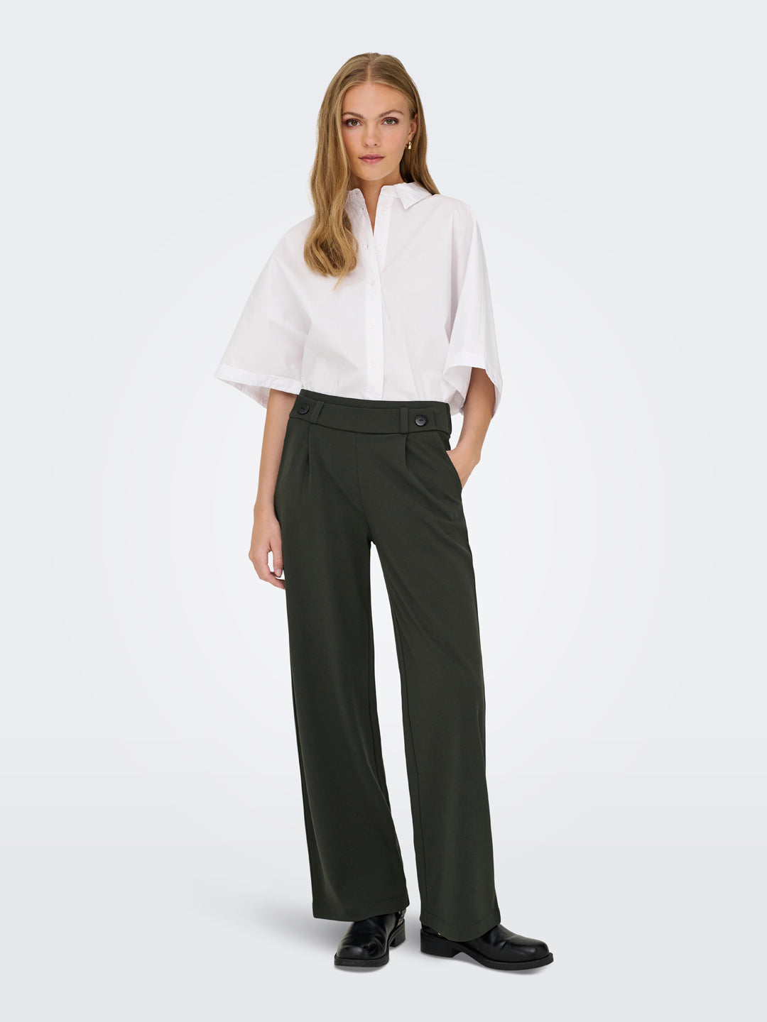 Olive High Rise Regular Fit Pants
