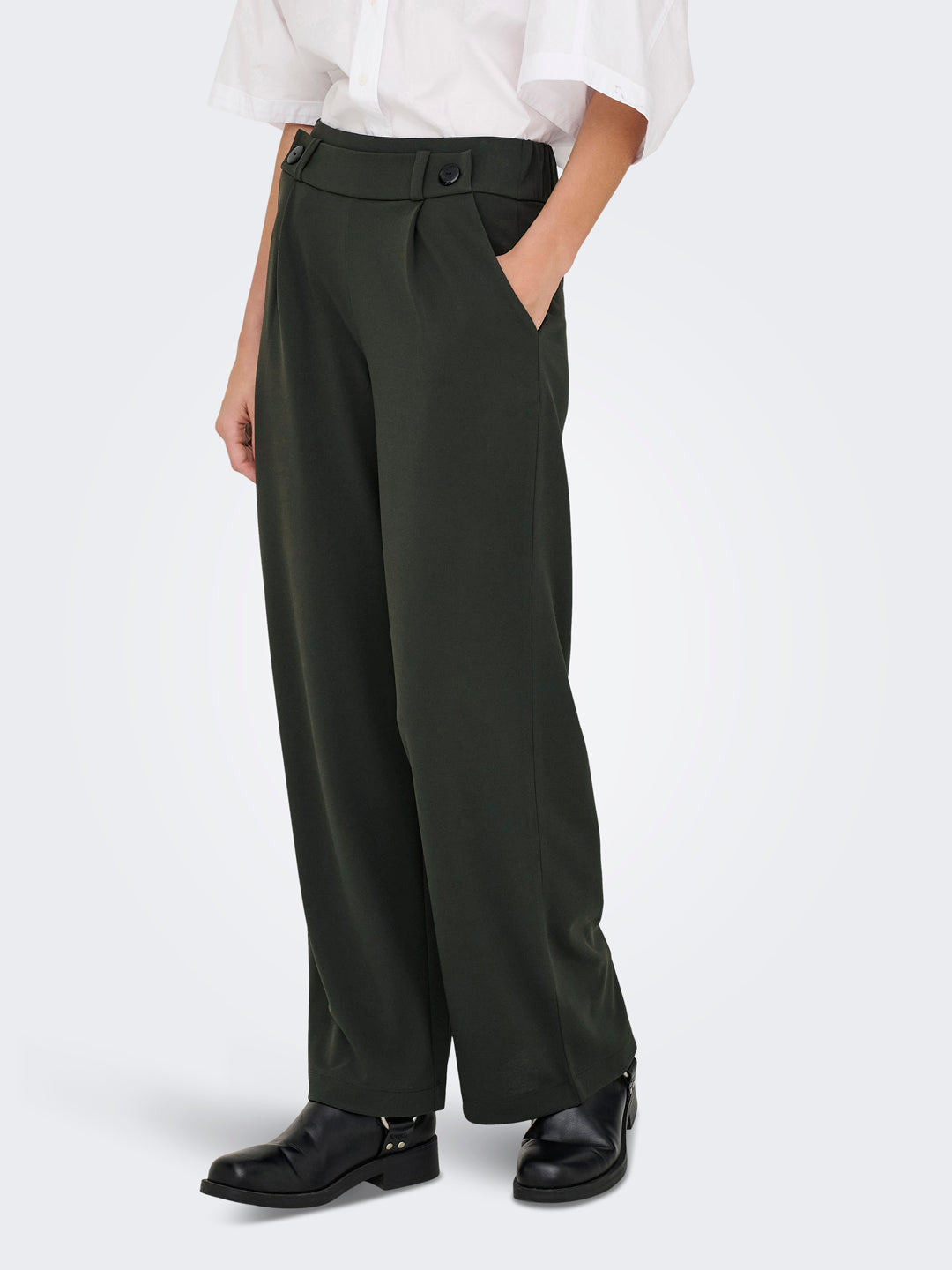 Olive High Rise Regular Fit Pants