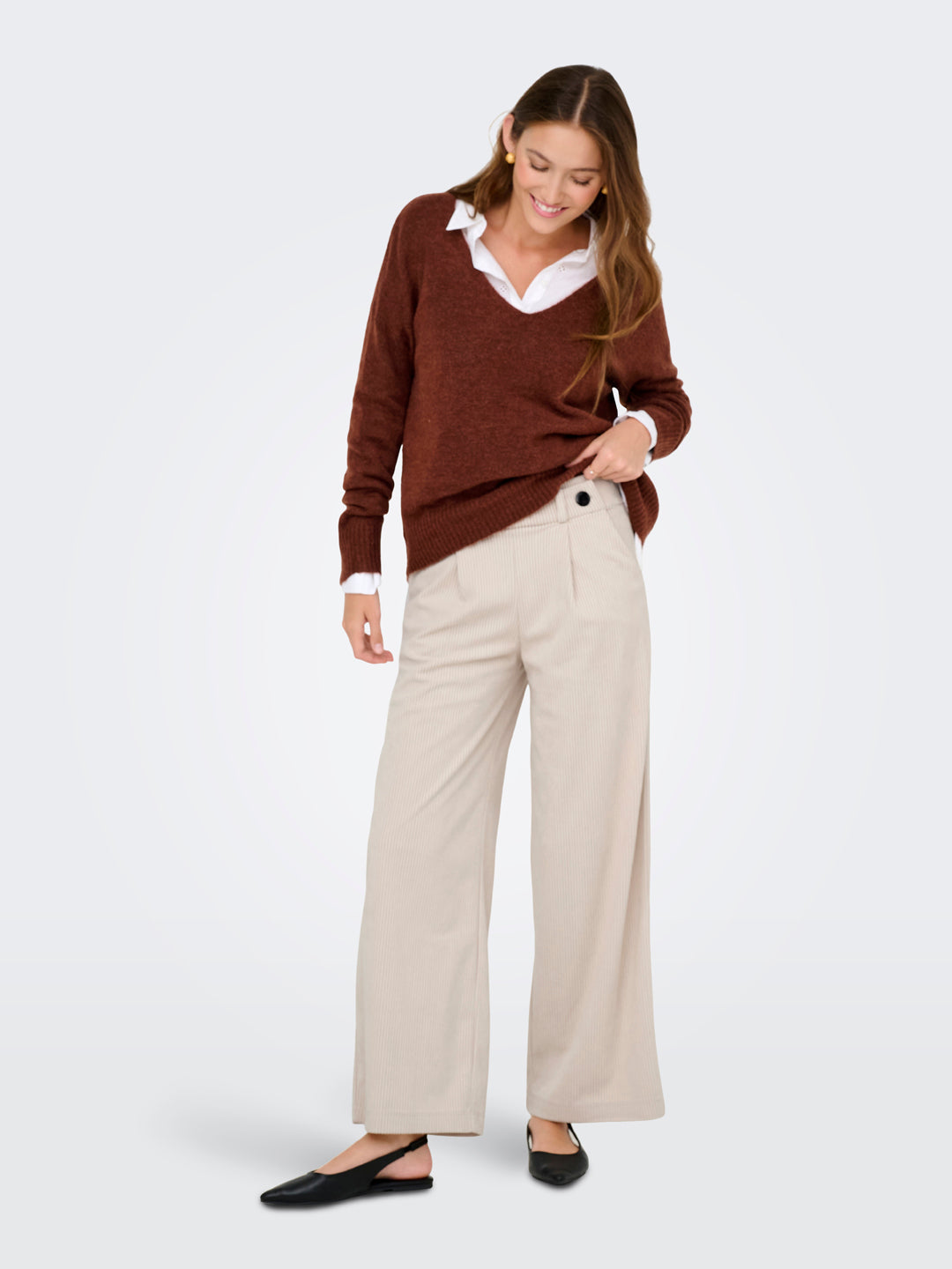Beige Regular Fit Pants
