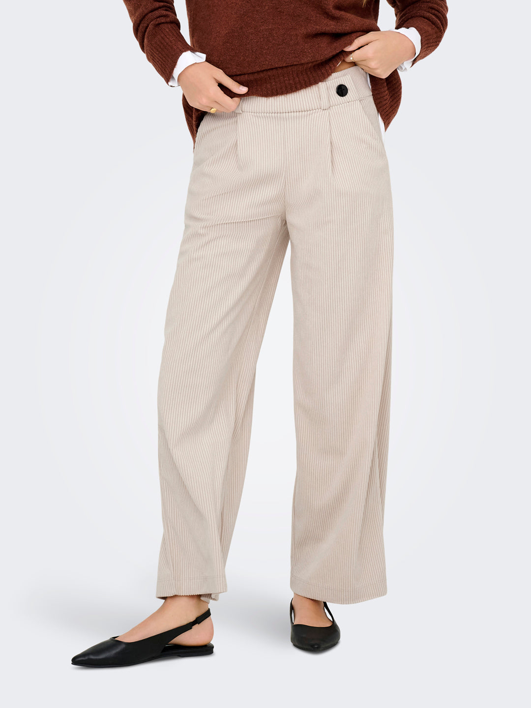 Beige Regular Fit Pants