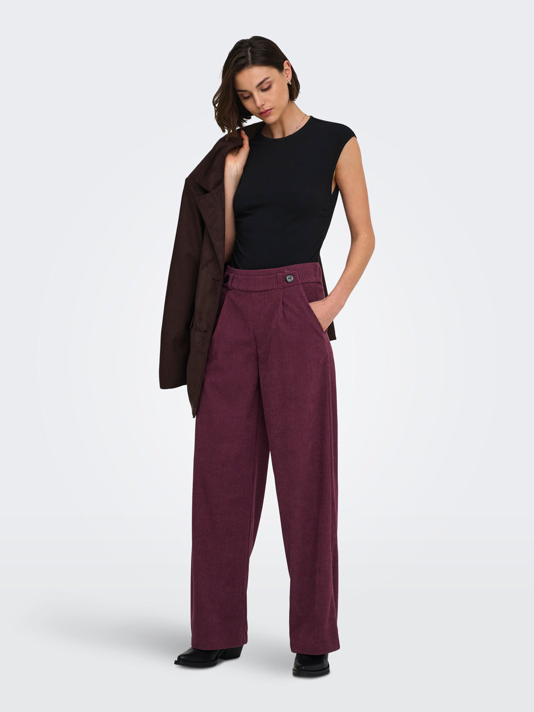 Wine Regular Fit Pants