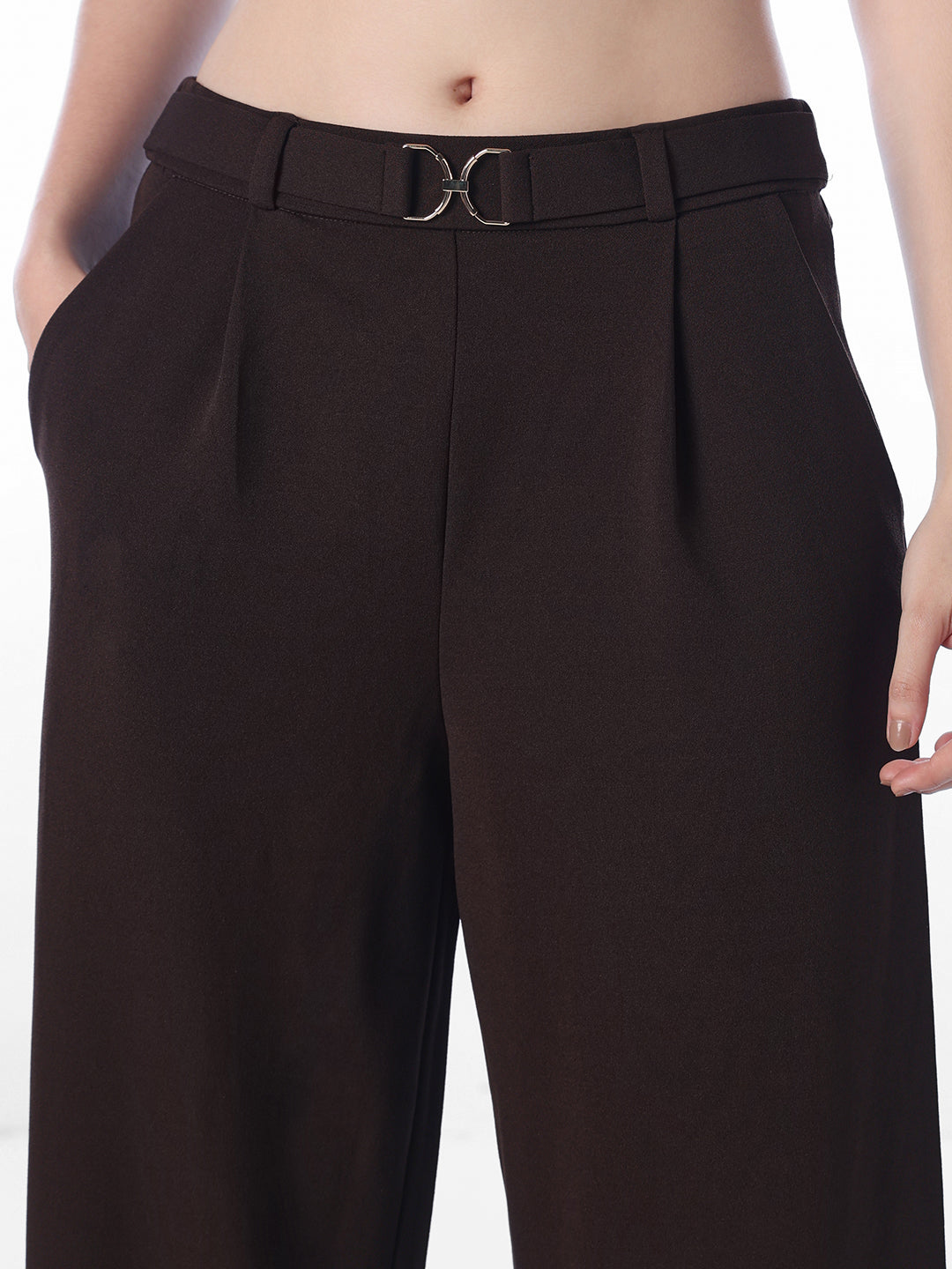 Coffee Brown Belt Detail Pants