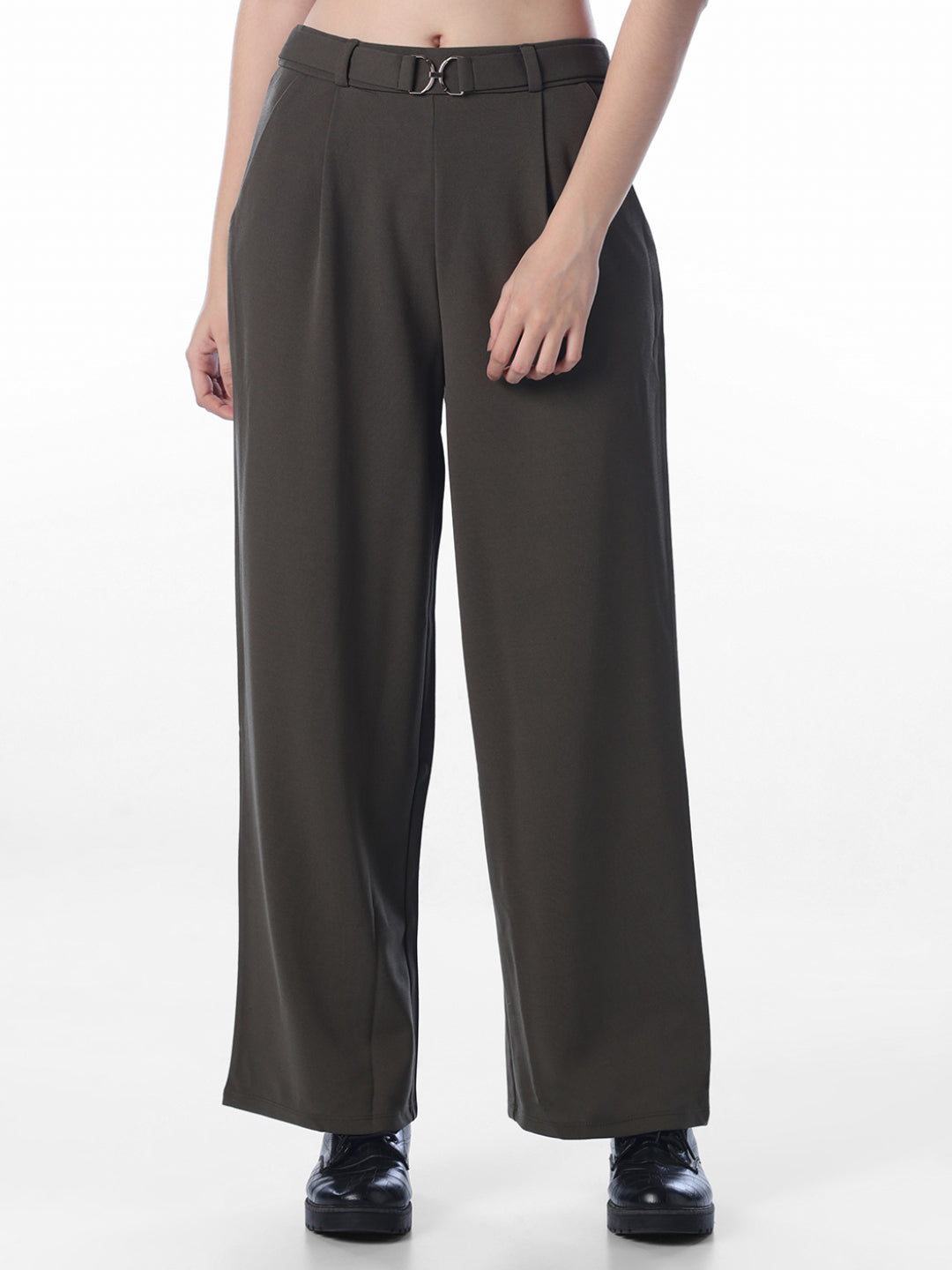 Olive Belt Detail Pants