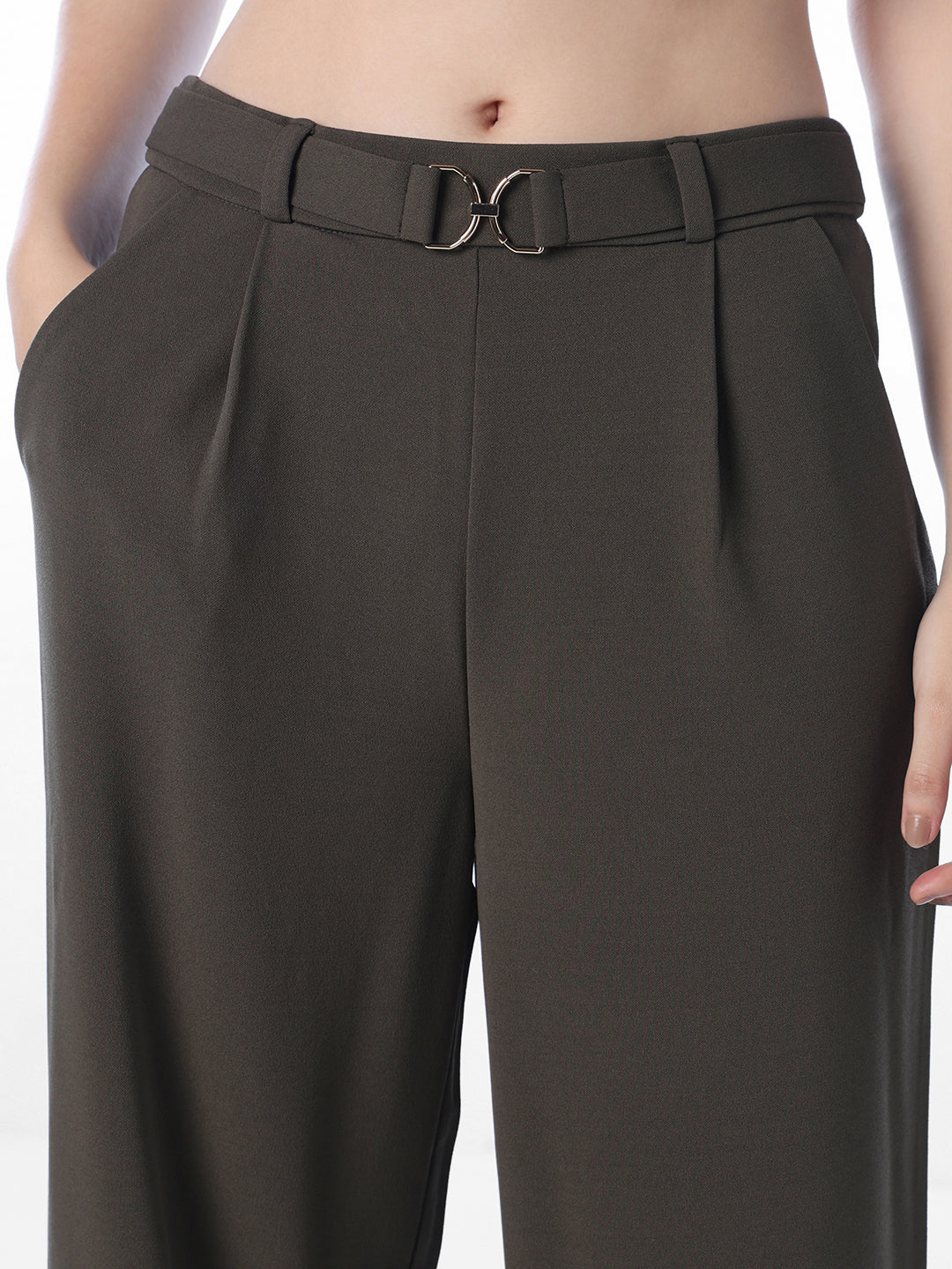 Olive Belt Detail Pants