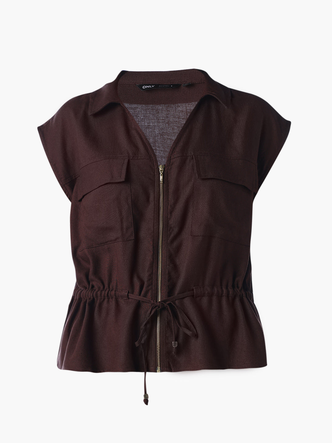 Linen Blend Zip-Up Shirt