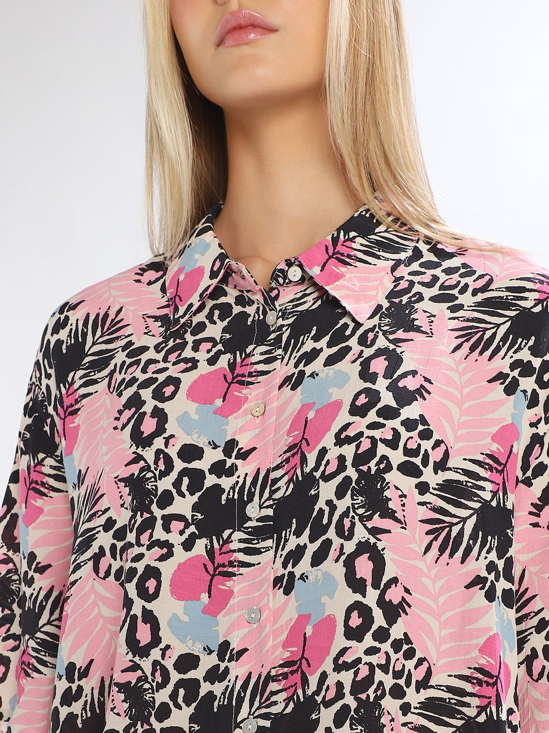 Pink Animal Print Relaxed Fit Shirt
