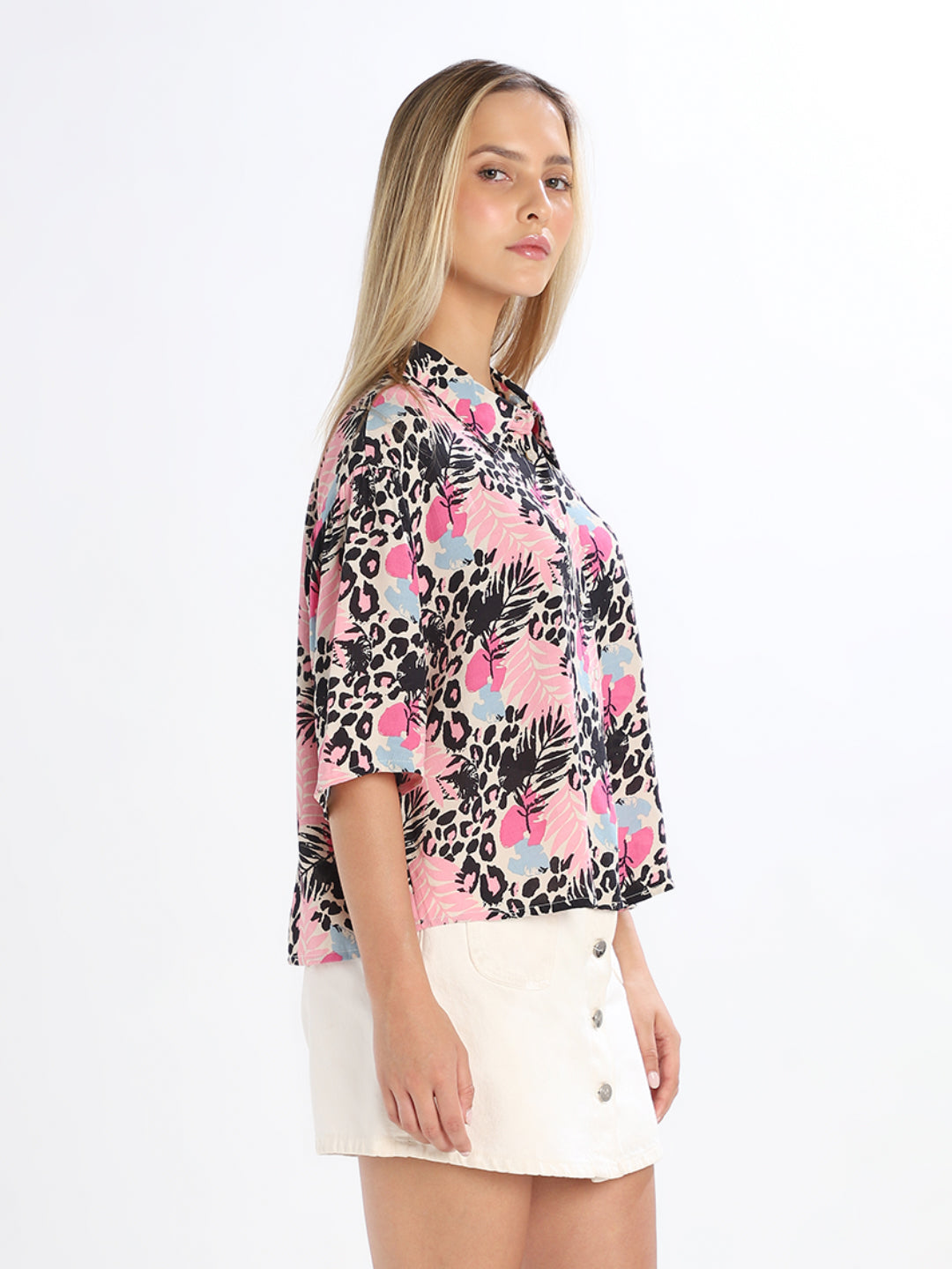 Pink Animal Print Relaxed Fit Shirt