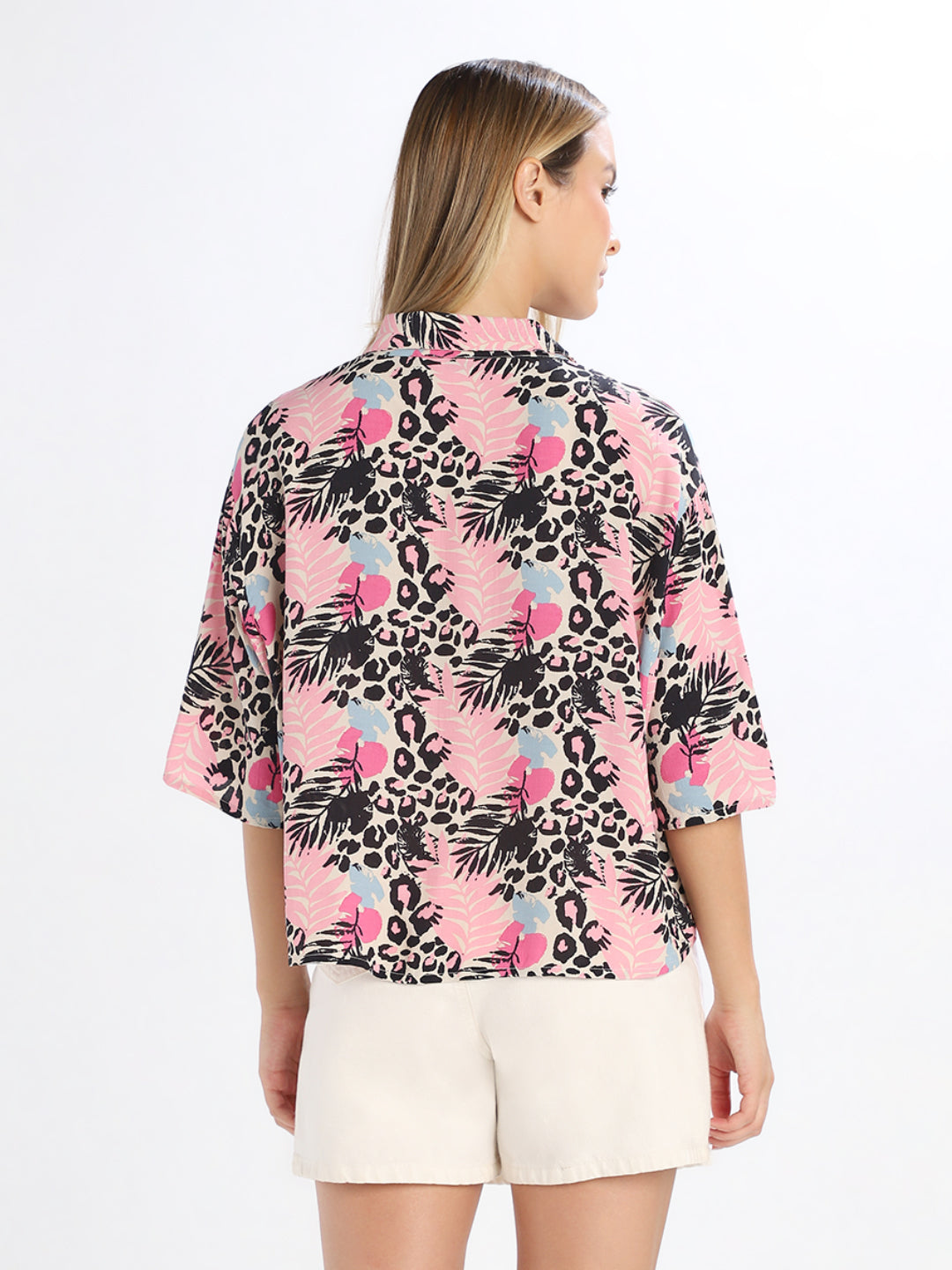 Pink Animal Print Relaxed Fit Shirt
