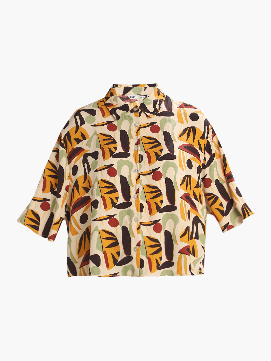 Brown Printed Oversized Shirt