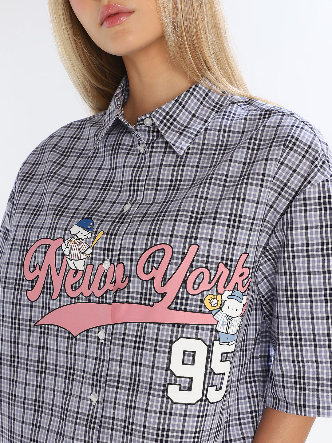 Blue Check Printed Relaxed Fit Shirt